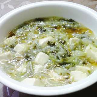 咸菜夜开花豆腐羹