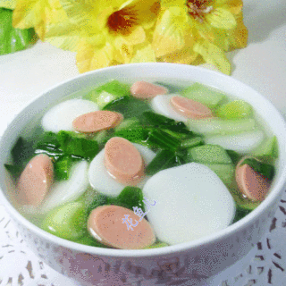 火腿肠青菜年糕汤