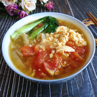 番茄鸭蛋粉皮汤