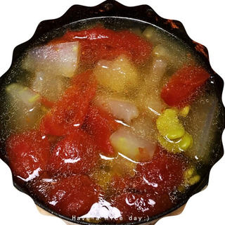 西红柿冬瓜蚕豆瓣汤