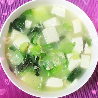 青菜豆腐虾皮汤