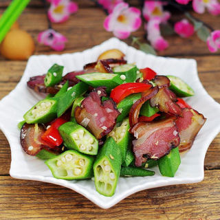 腊肉炒秋葵