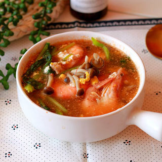 蟹味菇大虾双鲜汤