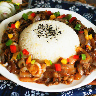 彩椒牛肉盖浇饭