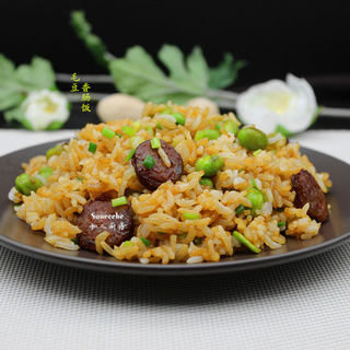 毛豆香肠饭