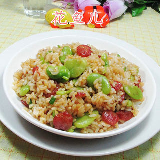 香肠蚕豆炒饭