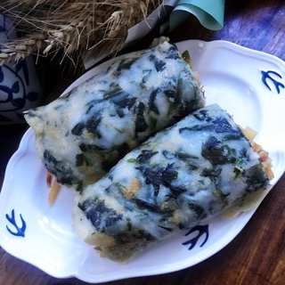 菠菜饼卷土豆丝