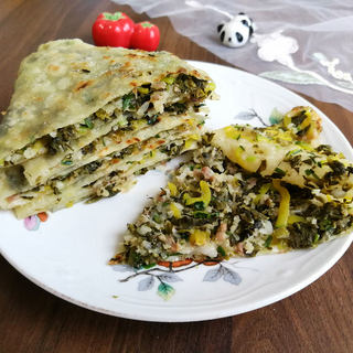 南瓜雪菜肉麦饼
