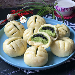 菠菜黑芝麻双色馒头