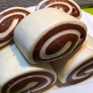 可可双色馒头