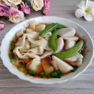 毛芋豆角面皮汤