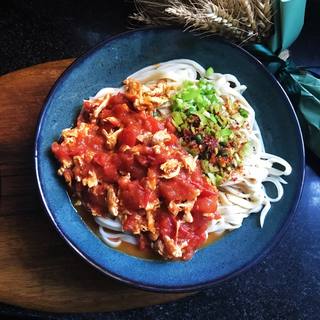 番茄鸡蛋拌手擀面