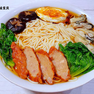 #热汤面#肉参牡蛎煎蛋青菜面