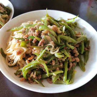 豆角肉末拌面