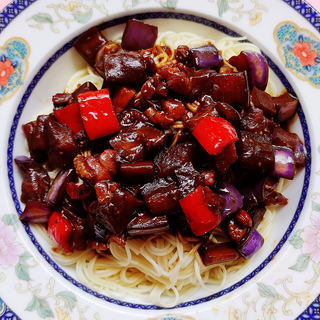 茄子肉丁打卤面