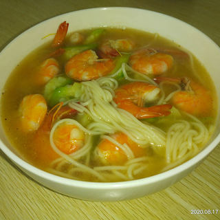 鲜虾丝瓜面