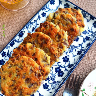 香煎虾肉圆葱饼