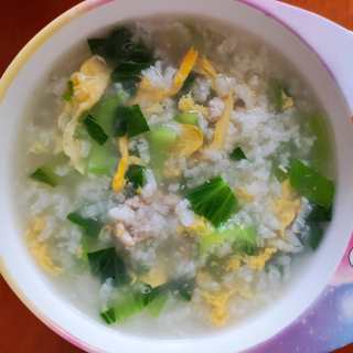 老少谐宜的青菜肉丝粥