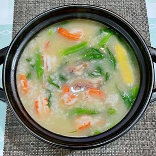 鲜虾春菜粥
