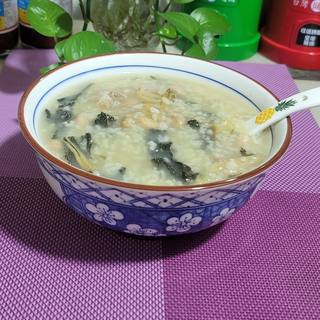 花生菜干咸猪骨粥