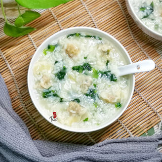 油麦菜馄饨粥