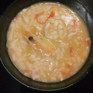 海鸭蛋鲜虾粥