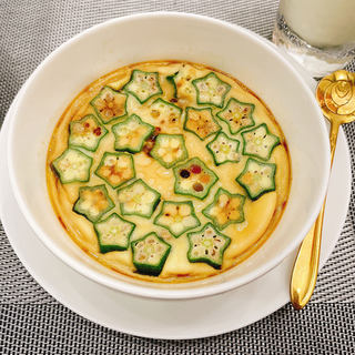 秋葵蒸鸡蛋羹