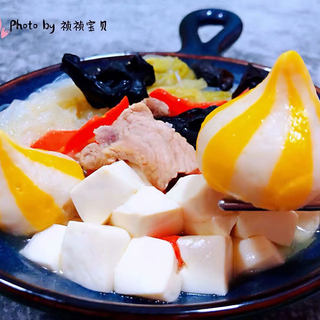 猪肉白菜海胆丸豆腐粉丝汤#白菜#
