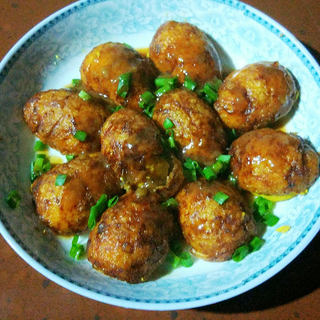 鸡蛋美食--酱香虎皮鸡蛋(乡宴江湖菜又名油爆蛋)
