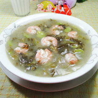 雪菜虾仁蚕豆羹