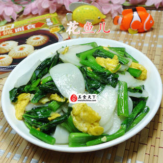 鸡蛋油菜蕻炒年糕