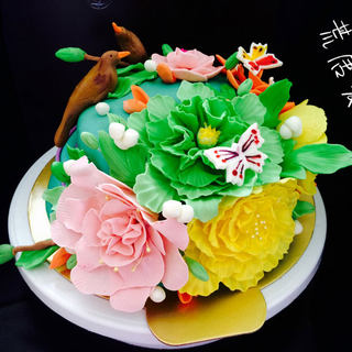 鸟语花香翻糖蛋糕（手工版）