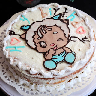 萌萌哒小羊巧克力转印生日蛋糕