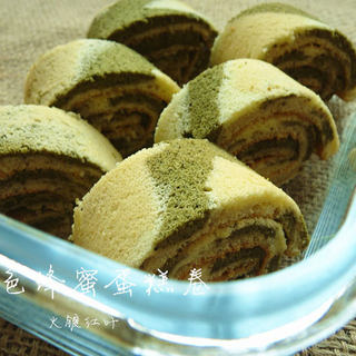 双色蜂蜜蛋糕卷